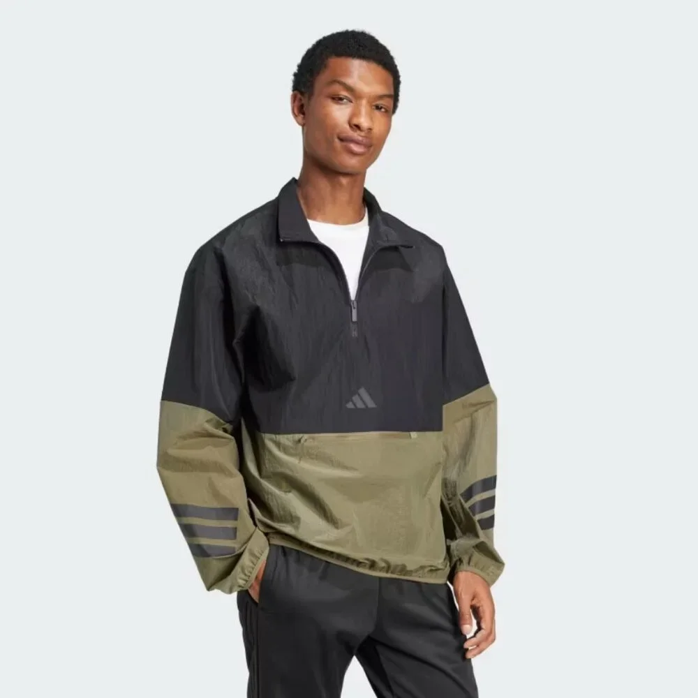 NWT Mens Adidas Size Medium Olive Strata Future Icons Windbreaker Sweatshirt Top
